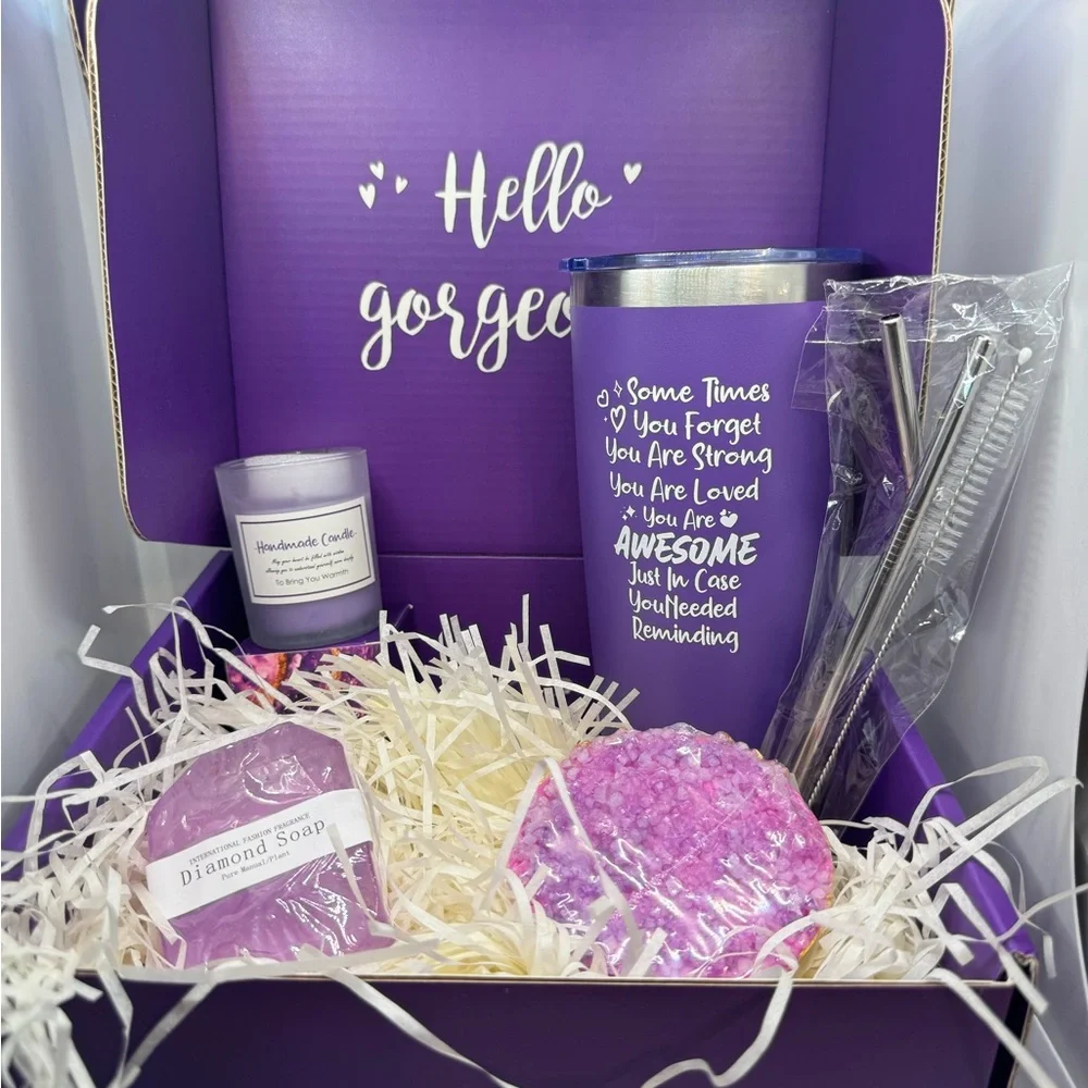Purple Gift Set with Tumbler and Candle
